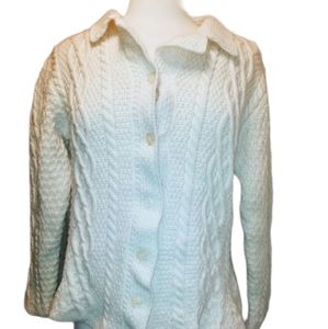 Paul James Knitted Cardigan Sweater M 100% Wool Cream Ivory susta…